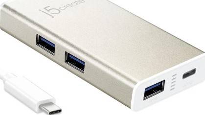J5create USB Type-C 4-Port HUB USB-A/USB-C/PD 2.0, USB 3.1 Gen 1 Type-C Male | JCH346