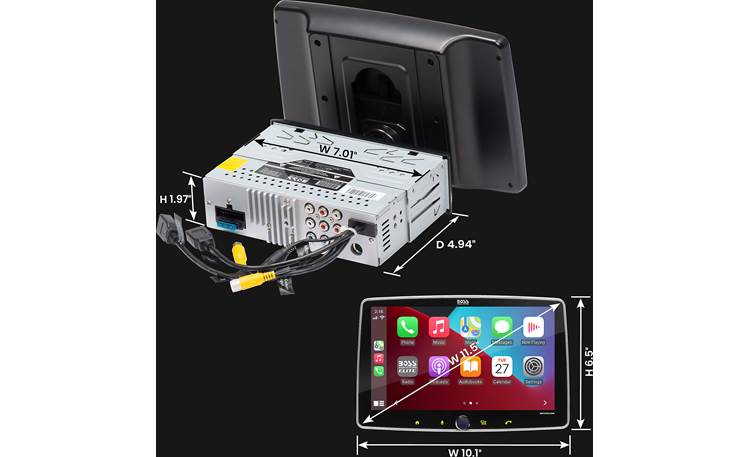 BOSS - ELITE - BECPA10W Single DIN Mechless BT AM/FM Wireless CarPlay/Android Auto 10'' inch