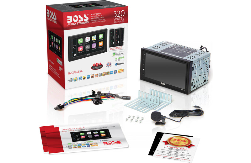Boss BVCP9685A Double Din In-Dash Bluetooth Receiver with CarPlay and Android Auto