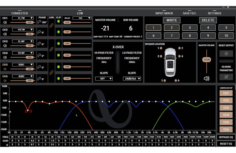 Infinity DSP4425 4-channel car amplifier with digital signal processing — 25 watts RMS x 4