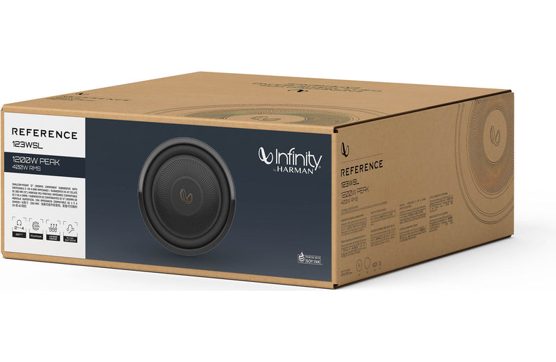 Infinity 123SWL Reference Series 12" shallow-mount component subwoofer with 2- or 4-ohm selectable impedance