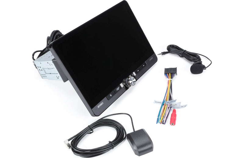 Jensen CAR1013 10.1” Floating Touchscreen Car Stereo – Apple CarPlay, Android Auto, Bluetooth, and Rear Camera Input