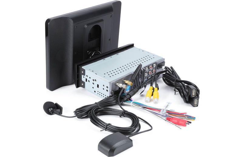 Jensen CAR1013 10.1” Floating Touchscreen Car Stereo – Apple CarPlay, Android Auto, Bluetooth, and Rear Camera Input