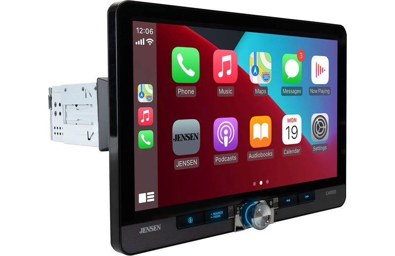 Jensen CAR1013 10.1” Floating Touchscreen Car Stereo – Apple CarPlay, Android Auto, Bluetooth, and Rear Camera Input