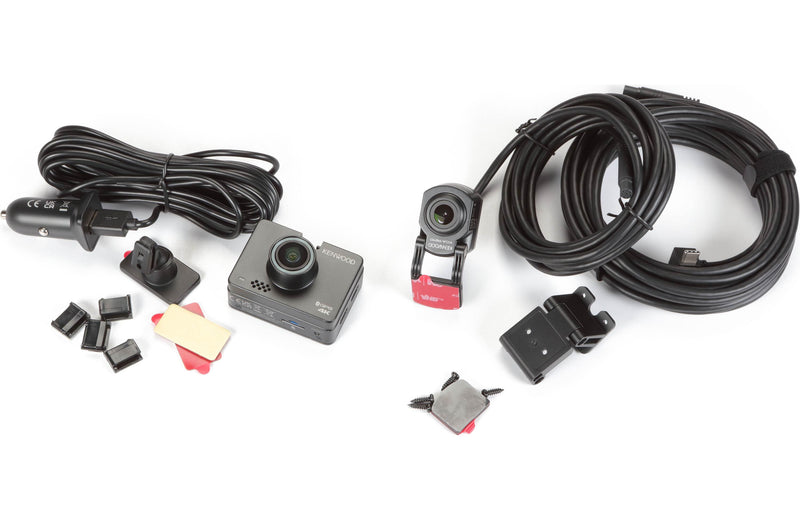 Kenwood DRV-A610WDP Compact 4K HD dash camera with 2" display, Wi-Fi, and GPS — includes rear-view cam