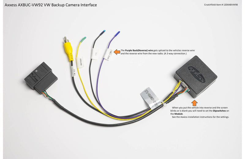 Axxess AXBUC-VW92 Backup Camera Harness Retain the factory backup camera when installing a new car stereo in select 2011-16 Volkswagen vehicles