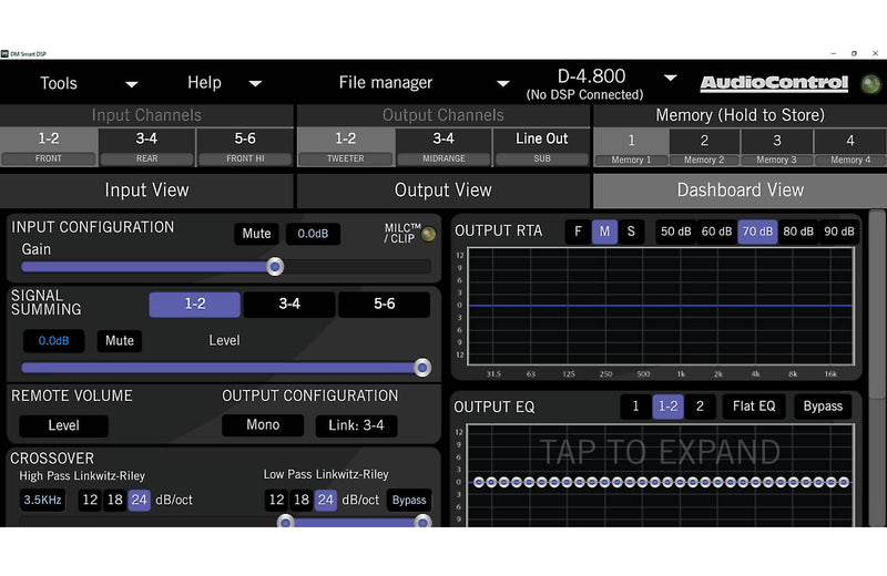 AudioControl D-6.1200 D Series 6-channel car amplifier with digital signal processing — 125 watts RMS x 6