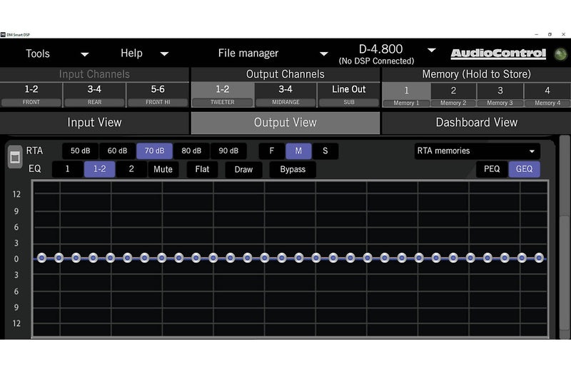 AudioControl D-6.1200 D Series 6-channel car amplifier with digital signal processing — 125 watts RMS x 6