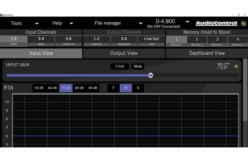 AudioControl D-4.800 D Series 4-channel car amplifier with digital signal processing — 125 watts x 4