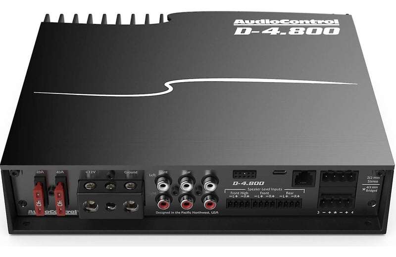 AudioControl D-4.800 D Series 4-channel car amplifier with digital signal processing — 125 watts x 4