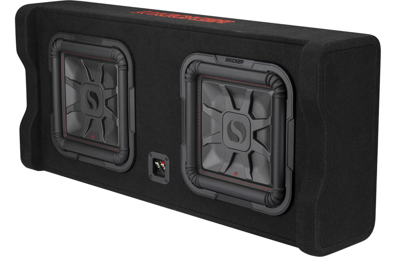 Kicker 49DL7TDF122 2400W Sealed downward-firing enclosure with two L7T 12" shallow-mount square subwoofers