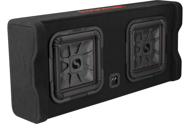 Kicker 49DL7TDF122 2400W Sealed downward-firing enclosure with two L7T 12" shallow-mount square subwoofers