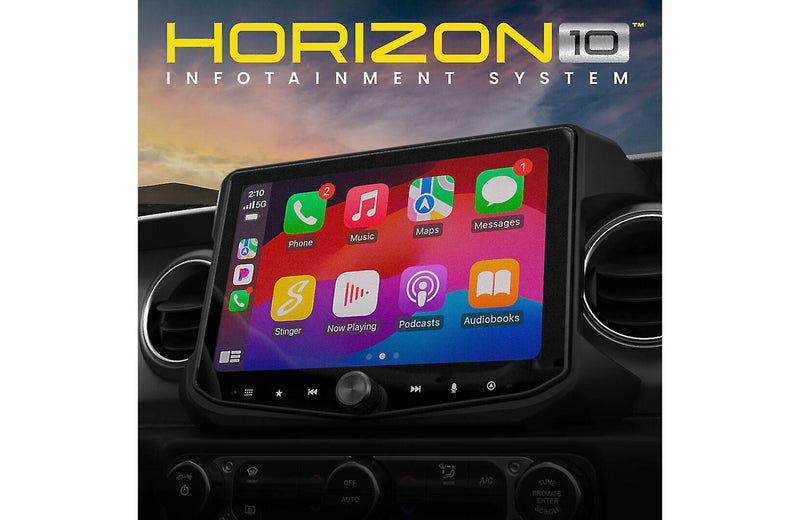 Stinger IX210 HORIZON10 – 10" Floating Touchscreen Multimedia Receiver with Apple CarPlay, Android Auto, Bluetooth & HDMI Input