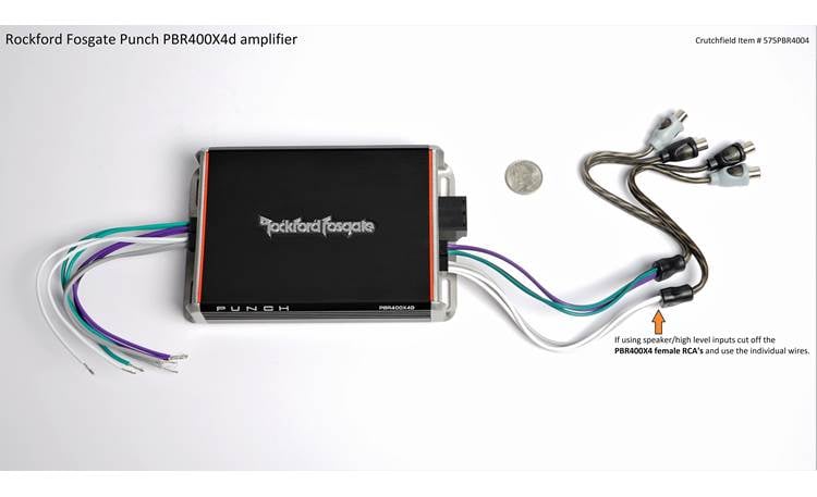 Rockford Fosgate Punch PBR400X4D Compact 4-channel car amplifier — 50 watts RMS x 4