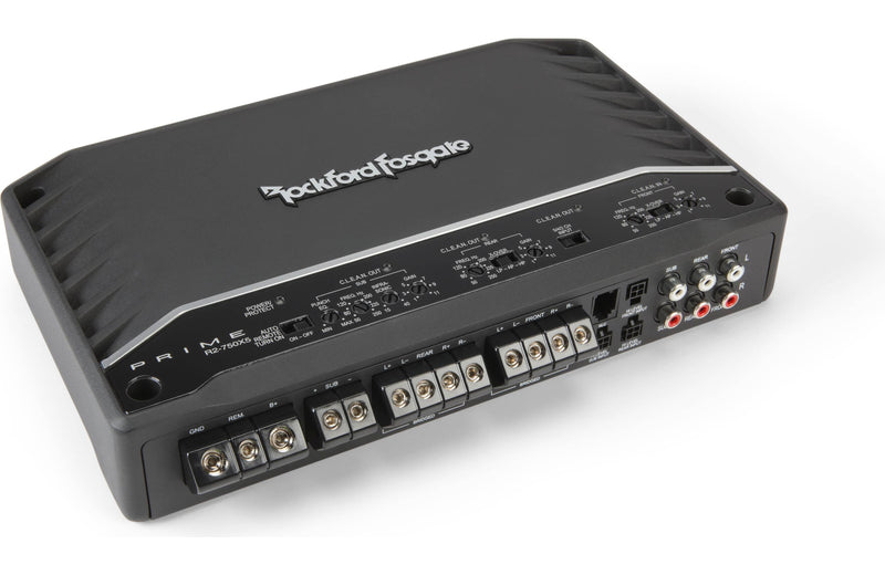 Rockford Fosgate R2-750X5 Prime Series 5-channel car amplifier — 50 watts RMS x 4 at 4 ohms + 350 watts RMS x 1 at 2 ohms