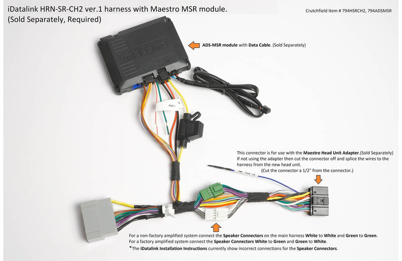 iDatalink HRN-SR-CH2 Connect a new car stereo and retain steering wheel controls and factory amp in select 2004-10 Chrysler, Dodge, and Jeep vehicles