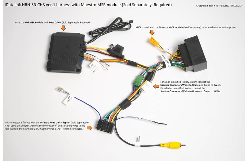 iDatalink HRN-SR-CH3 Connect a new car stereo and retain steering wheel controls and factory amp in select 2013-up Chrysler, Dodge, Jeep, Fiat, and Ram vehicles