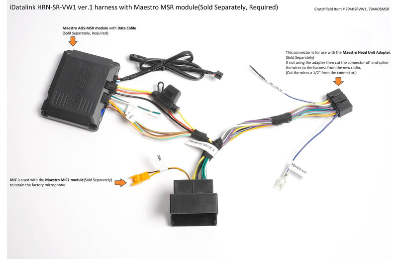 iDatalink HRN-SR-VW1 Connect a new car stereo and retain steering wheel controls and factory amp in select 2002-16 Volkswagen and Audi vehicles