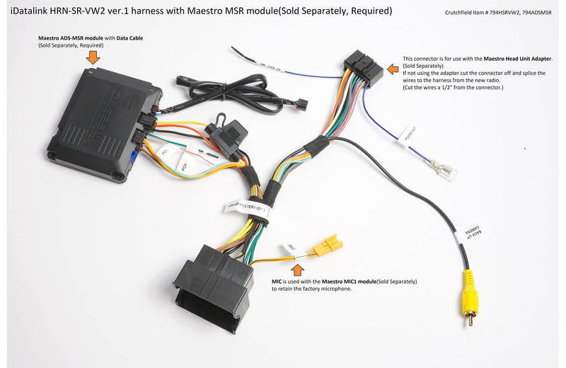 iDatalink HRN-SR-VW2 Connect a new car stereo and retain steering wheel controls and factory amp in select 2016-19 Volkswagen vehicles