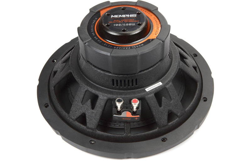 Memphis Audio PRX1224 Power Reference Series 12" dual voice coil component subwoofer — selectable 2- or 4-ohm impedance