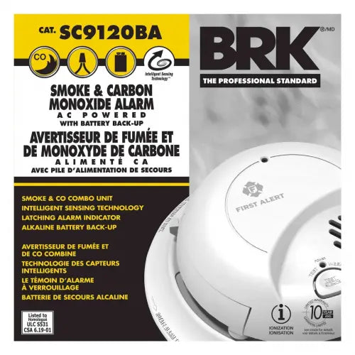 BRK SC9120BA First Alert Smoke & CO Carbon Monoxide Detector 120V with