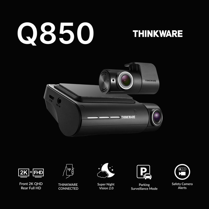 Thinkware Q850 2K QHD Front + Rear Dashcam With Wi-Fi & Super Night Vision