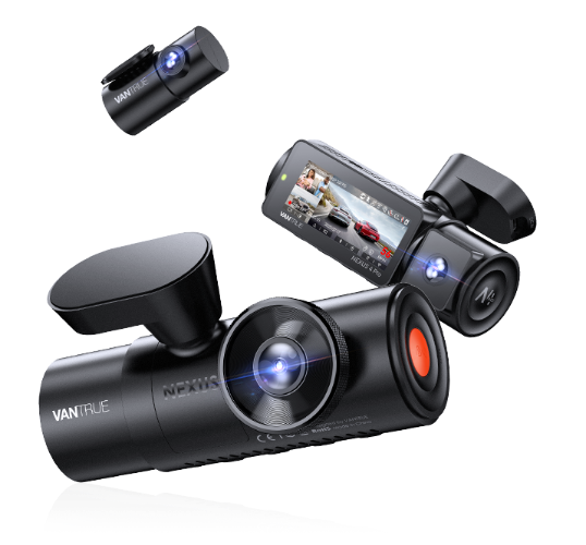 Vantrue Nexus 4 Pro - 4K HDR 3-Channel WiFi Front, Inside and Rear Dash Camera