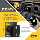 Adaptateur de conversion filaire vers CarPlay ou Android Auto sans fil ZZ2 ZZAIR-DUO 