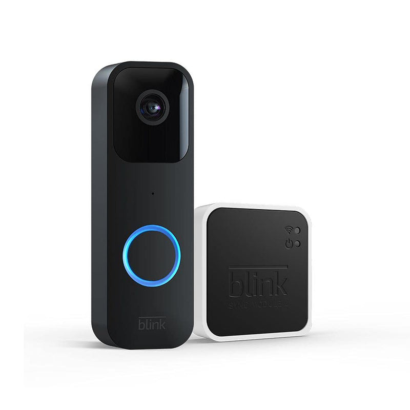 Blink Video Doorbell + Sync Module 2 | Two-way audio, HD video, motion and chime app alerts and Alexa enabled — wired or wire-free (Black) - Bass Electronics