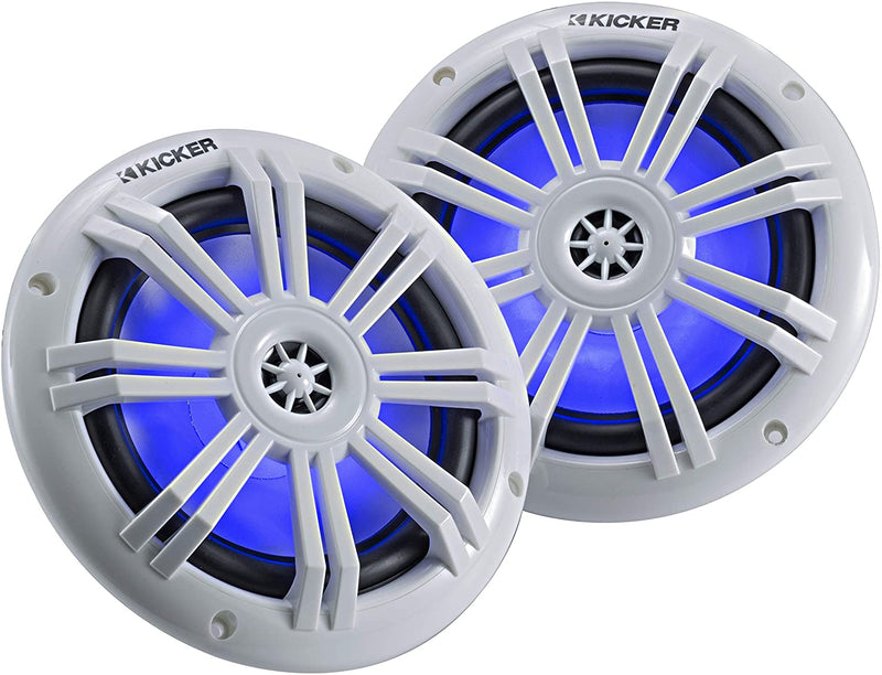 Copy of Kicker 6.5inch Marine Coaxial with 1/2inch Tweeters, w/ Blue LED White 4Ω - Bass Electronics