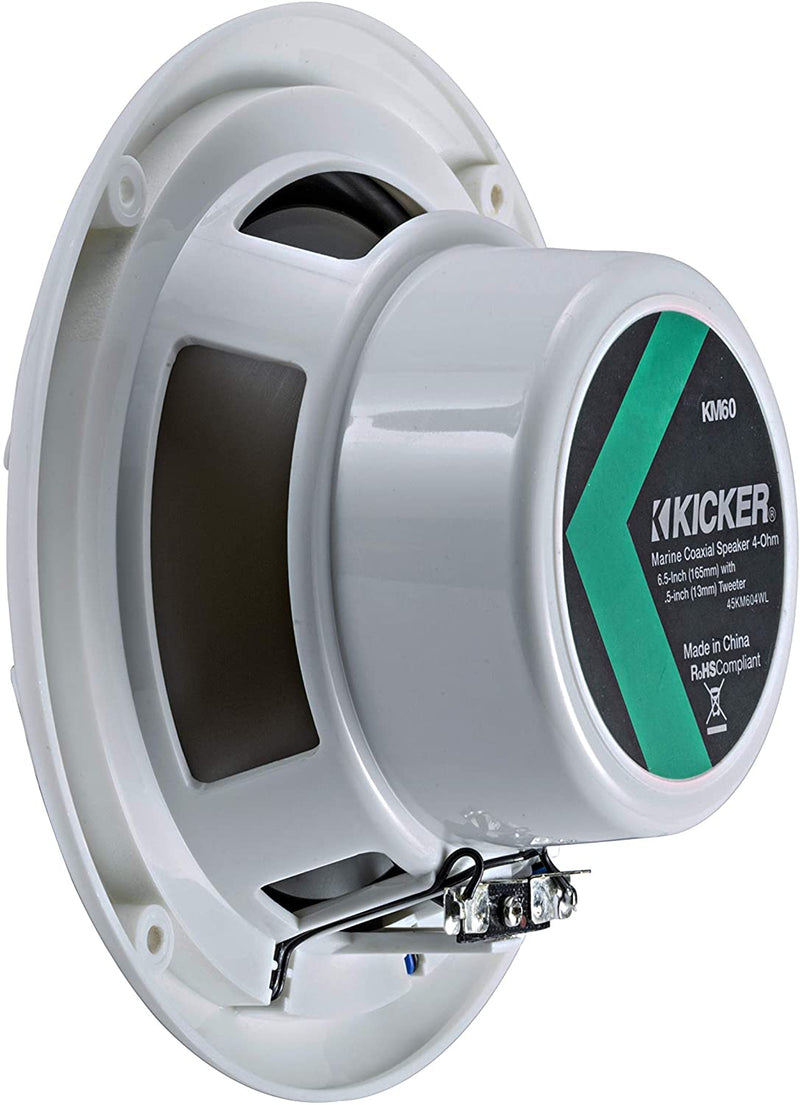 Kicker 45KM604WL 6.5 Inch 2 Way Coaxial Marine Light Up LED Boat Speakers - Bass Electronics