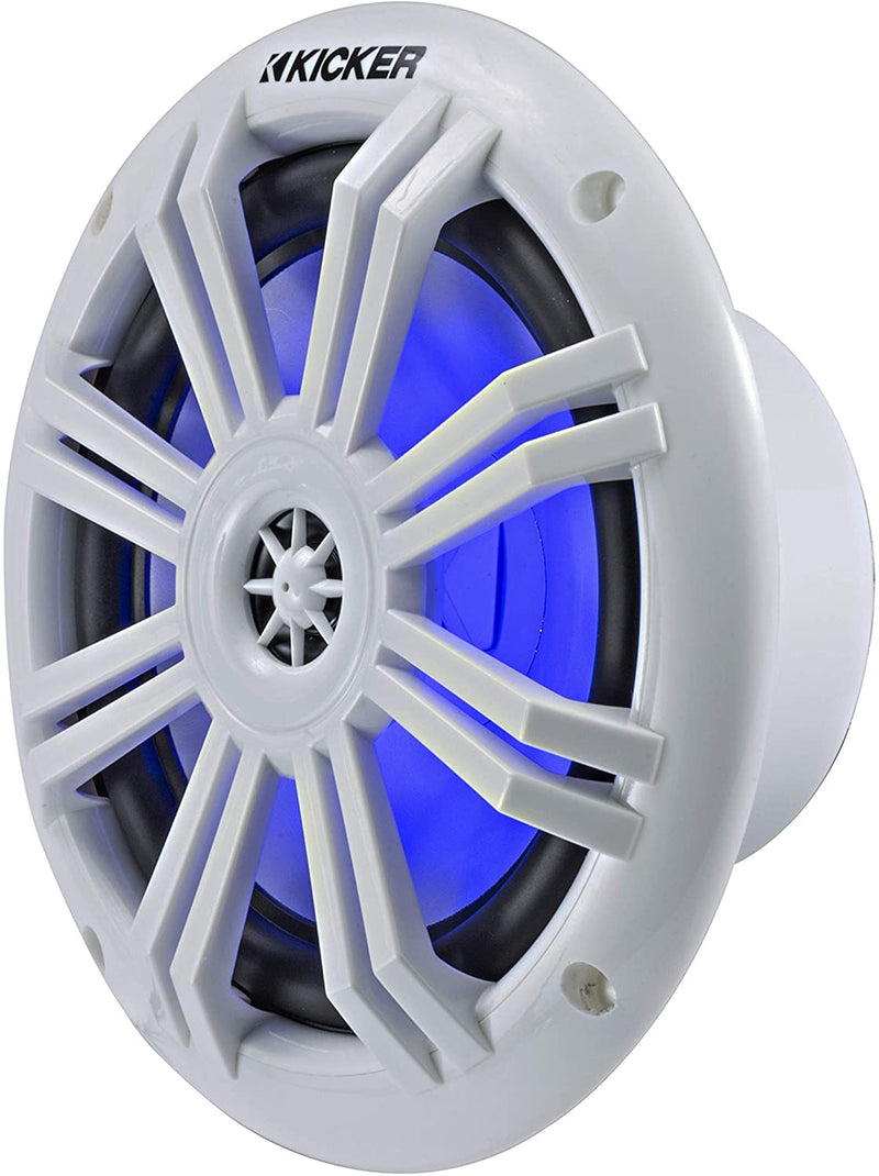 Copy of Kicker 6.5inch Marine Coaxial with 1/2inch Tweeters, w/ Blue LED White 4Ω - Bass Electronics