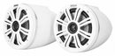 Kicker 46KMFC8W KMFC8 (200mm) Flat-Mount Marine Cans with 45KM84L speaker pair; white grill on white can - Bass Electronics