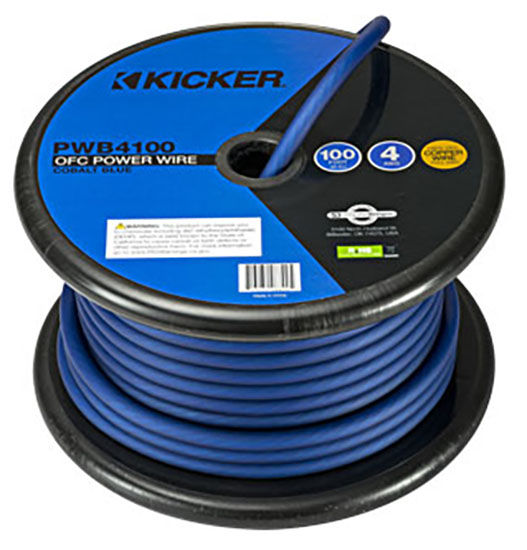 Kicker 46PWB4100 Power Wire, Spool, Blue, 4ga, 100ft - Bass Electronics