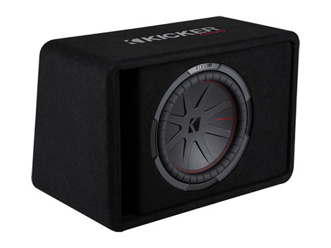 Kicker CompR 12" (30cm) single subwoofer in Vented Enclosure, 2-Ohm, 500W - Bass Electronics