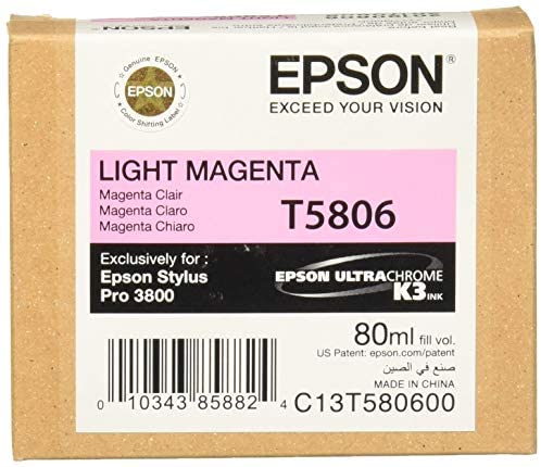 Epson T5806 UltraChrome K3 Light Magenta Cartridge Ink - Bass Electronics