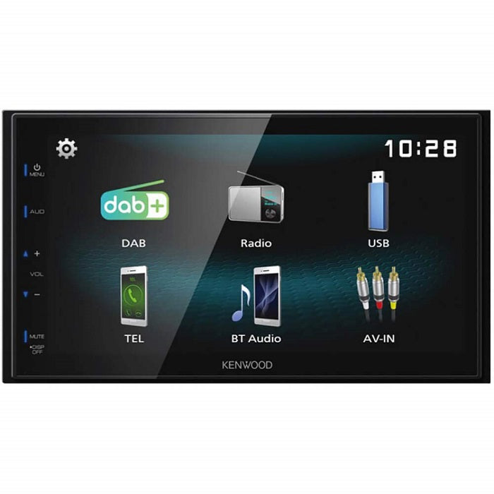 KENWOOD DMX125BT 6.8 Inch WVGA Double-DIN In-Dash Digital Media Receiver with Bluetooth - Bass Electronics