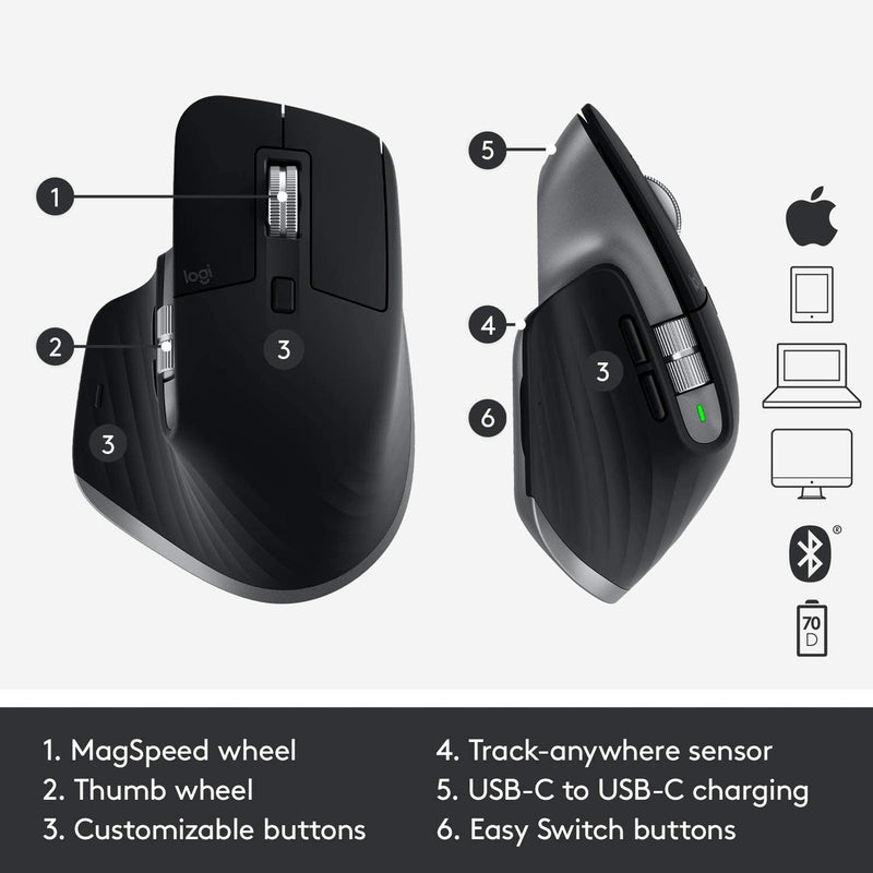 Logitech MX Master 3 Bluetooth Darkfield Mouse for Mac - Space Grey (Open Box)