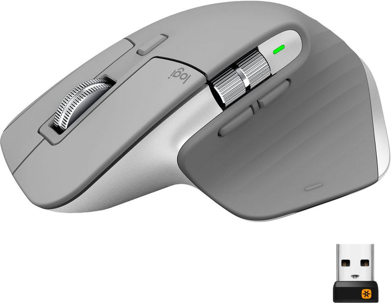 Logitech - MX Master 3 Advanced Wireless USB/Bluetooth Laser Mouse with Ultrafast Scrolling - Mid Gray OPEN BOX