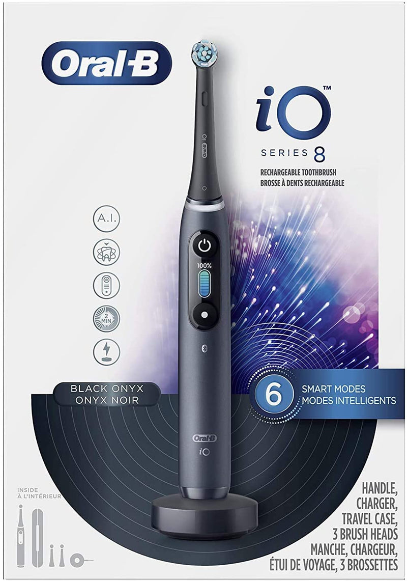Oral-B iO Series 8 Electric Toothbrush with 3 Replacement Brush Heads, Black Onyx - Bass Electronics