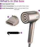 Shark HD102C Blow Dryer HyperAIR Fast-Drying with IQ 2-in-1 Concentrator, Ionic, No Heat Damage, for All Hair Types, Stone - Bass Electronics