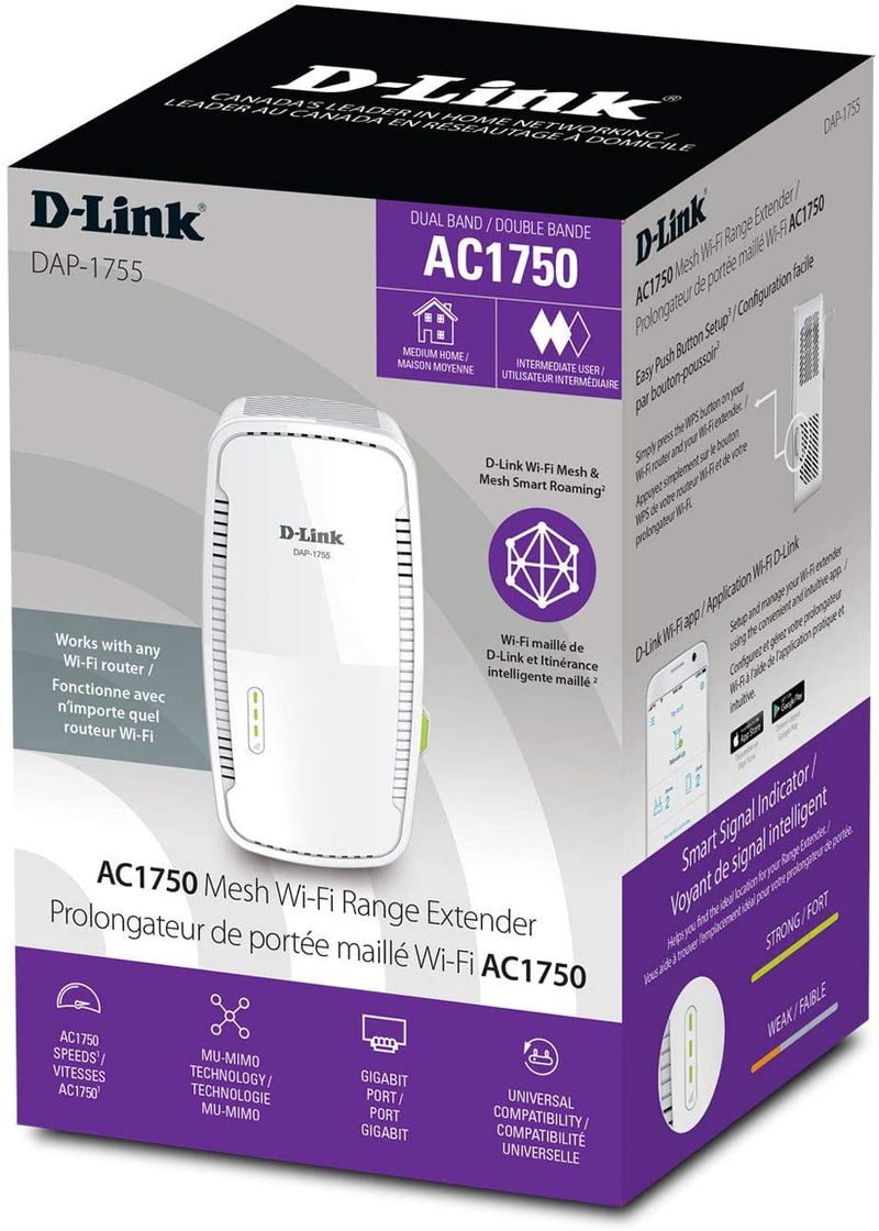 D-Link AC1750 Mesh Dual-Band Wi-Fi Range Extender (DAP-1755) - Bass Electronics
