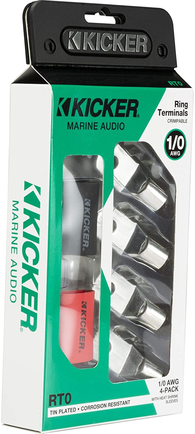 Kicker 47RT4 RT4 Nickel Plated 4AWG 5/16' Ring Terminal 4 Pack - Bass Electronics