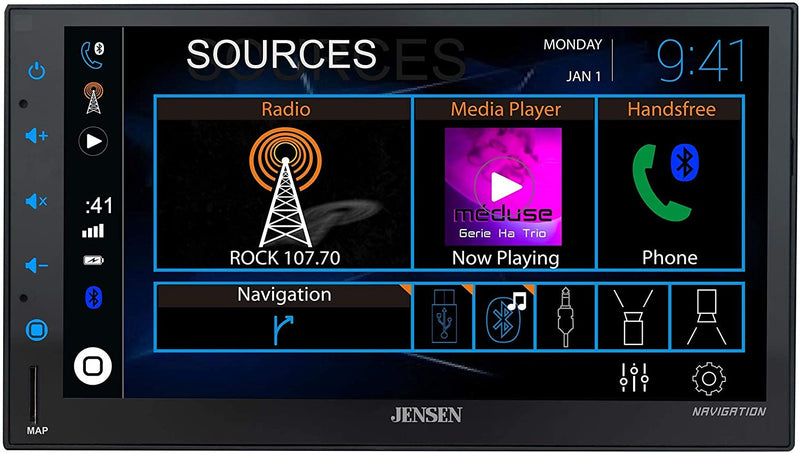 Jensen CMN8620 6.8" Touchscreen Double DIN Navigational Mechless Receiver - Bass Electronics