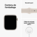 Apple Watch Series 8 (GPS) 45 mm Boîtier en aluminium Starlight avec bracelet sport Starlight - Medium/Large 