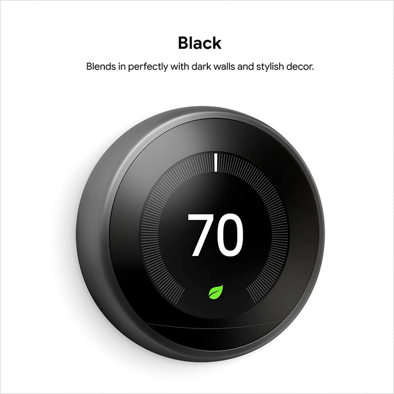 Google Nest Wi-Fi Smart Learning Thermostat (3rd Generation) - Black