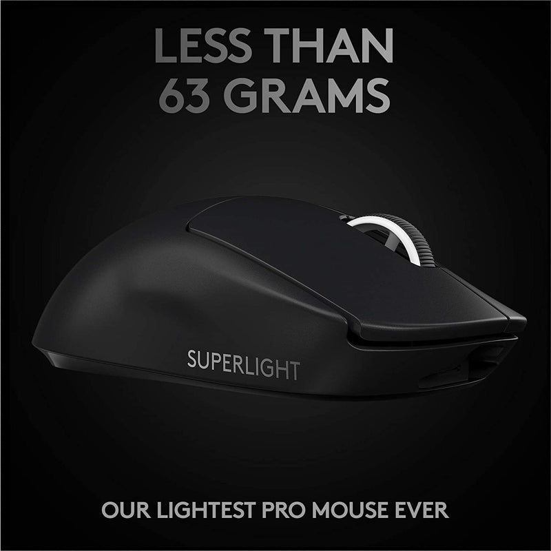 Logitech G Pro X Superlight 25600 DPI Wireless HERO Optical Gaming Mouse - Black - Bass Electronics