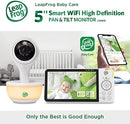 LeapFrog LF815HD - 1080p WiFi Remote Access Video Baby Monitor with 5” High Definition 720p Display, Night Light, Color Night Vision, (White), One Size - Bass Electronics