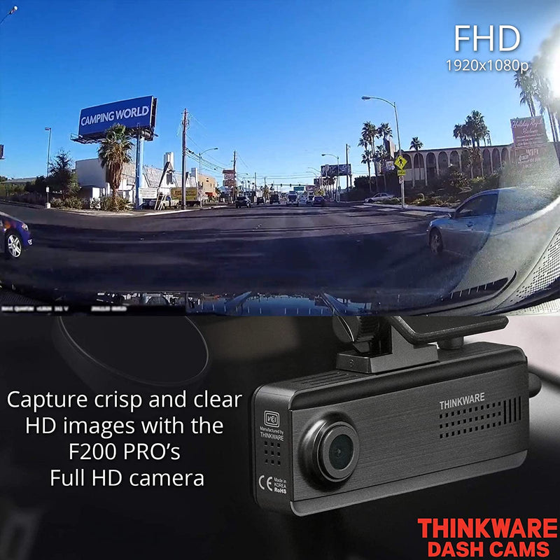 Thinkware F200 PRO Dash Cam Bundle with Rear Cam, 32GB Micro SD Card, Built-in WiFi