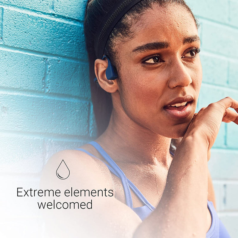 AfterShokz Air Open-Ear Wireless Bone Conduction Headphones with Brilliant Reflective Strips, Midnight Blue, AS650MB-BR - Bass Electronics